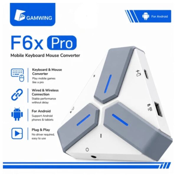 جهاز GAMWING F6x Pro محول كيبورد وماوس لهواتف الأندرويد.