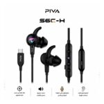PIVA S6C-H Gaming Earphones سماعة ألعاب احترافية سوداء بجودة صوت عالية وميكروفون مدمج للأندرويد والكمبيوتر