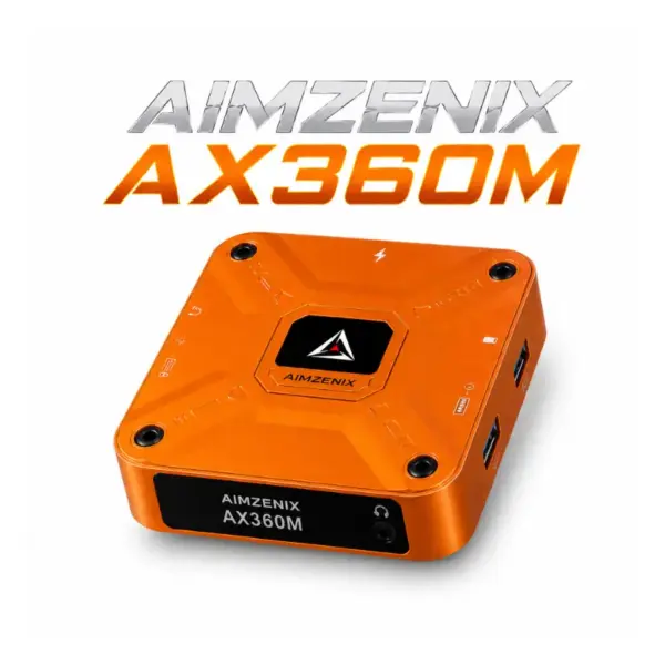 AimZenix AX360M Gaming Dock - محول ماوس وكيبورد برتقالي للألعاب